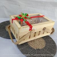 Gambar Keranjang Transparan 30cm x 20cm Pita  | rantang kotak anyaman bambu | - Rustik 4 dari kemasanku undefined 1 Tokopedia