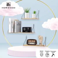 Gambar MorWood Raka Rak Dinding Kayu / Rak Buku Hiasan Dinding - 20 cm, Besi Silver+Nat dari Morwood.Indo undefined 2 Tokopedia