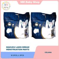 Gambar MAKUKU LADIES DREAM  MENSTRUATION PANTS M & L 1PACK 3PCS dari NMbabyshop undefined 1 Tokopedia