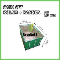 Gambar Kolam Terpal [ SATU SET ] / Kolam + Rangka / Model Slot Paralon / - 100x50x50_A15, HIJAU EMAS dari RUMAH SAGITA undefined 1 Tokopedia