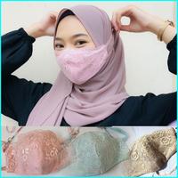 Gambar MASKER KAIN BROKAT 3 PLY CANTIK BRUKAT HIJAB HEADLOOP MASKER PESTA MEW dari rodyatam undefined 2 Tokopedia