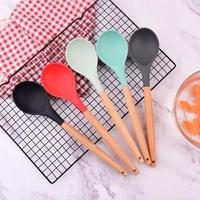 Gambar ESTENIK` (COD) Sutil Silicon Gagang Kayu Peralatan Masak Murah Tahan Panas - SUTIL BIRU dari Estenik undefined 3 Tokopedia