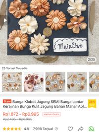 Gambar Bunga Klobot Jagung SEMI Bunga Lontar Kerajinan Bunga Kulit Jagung Bah - Mawar 4-5cm, Coklat dari MeinCho undefined 2 Tokopedia