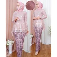 Gambar Setelan Kebaya Modern Blouse Tille Bordir Azkia Sage Rok Plisket Batik - SILVER, ATASAN M dari Butik Aneka Busana undefined 3 Tokopedia