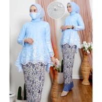 Gambar Setelan Kebaya Modern Blouse Tille Bordir Azkia Sage Rok Plisket Batik - SILVER, ATASAN M dari Butik Aneka Busana undefined 4 Tokopedia