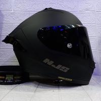 Gambar HELM NJS ZX-1R SOLID BLACK DOFT PAKET GANTENG VISOR IRIDIUM + SPOILER - BK DOF V-SMOKE, M dari Cikalhelmet undefined 3 Tokopedia