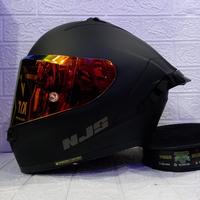 Gambar HELM NJS ZX-1R SOLID BLACK DOFT PAKET GANTENG VISOR IRIDIUM + SPOILER - BK DOF V-SMOKE, M dari Cikalhelmet undefined 2 Tokopedia