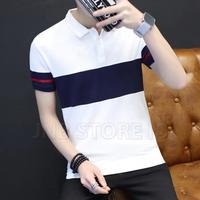 Gambar Kaos Polo Pria Lengan Pendek Kerah Kancing Kombinasi Katun Distro - Putih, M dari JNB Store ID undefined 4 Tokopedia