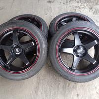 Gambar velg racing ring 18 hsr kailolo pcd 5x114 warna hitam merah plus ban dari Toko Velg Mobil dan Ban Mobil - Pekayon Racing HSR Wheel undefined 2 Tokopedia
