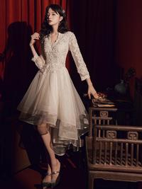 Gambar Gaun Pesta 2302023 Putih Hitam Lengan Panjang Party Dress - Putih, XXL dari ChristianTungOfficial undefined 1 Tokopedia