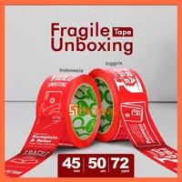 Gambar LAKBAN FRAGILE MERAH ISOLASI SELOTIP UNBOXING TAPE CORTAPE 45MM - FRA MERAH HITAM dari Sipacking Store undefined 1 Tokopedia