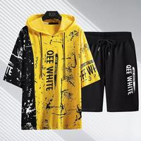 Gambar Stelan Pria Kaos Hoodie Lengan Pendek Setelan Eeq + Celana Pendek dari queenlabell undefined 4 Tokopedia