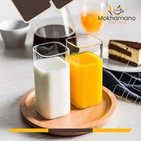 Gambar Mokhastock Gelas Kotak Transparan Minuman Square Glass Mini 280 350 ml - 350 ml YH016 dari Mokhamano Coffee undefined 4 Tokopedia