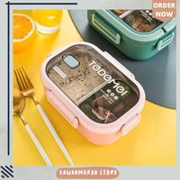 Gambar Lunch Box 2 Sekat Stainless Steel 850 ml BPA Free / Kotak Bekal Travel - Soft Pink dari KAWANMURAH STORE undefined 4 Tokopedia