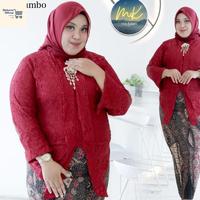 Gambar Setelan Baju Kebaya Kartini Kutubaru Floy Brokat Jumbo Maroon - Atasan Saja, M dari Djakarta Official Store undefined 3 Tokopedia