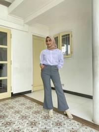 Gambar Celana Kerja Cutbray Panjang Wanita PUTIH, Cutbray Pants - Ivory, 5L dari NHM Online undefined 5 Tokopedia