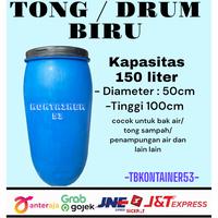 Gambar DRUM HDPE BIRU 150 LITER - GENTONG AIR, TONG SAMPAH / BAK MANDI DLL - Tong+Klem Besi, Plastik dari Matrial Kontainer 53 olshop undefined 1 Tokopedia
