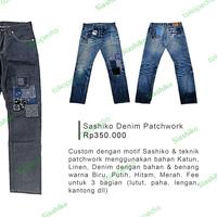 Gambar Custom Repair Sashiko Boro Indigo Denim Patchwork Patch Selvedge Jeans - Boro dari Siashiko undefined 2 Tokopedia