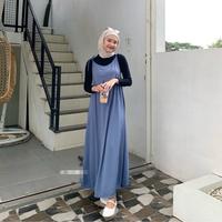 Gambar OVERALL OUTER DRESS POLOS / OVERALL JISOO MAXI DRESS MUSLIMAH - HIJAU TUA dari Toko Dinand undefined 3 Tokopedia