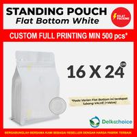Gambar STANDING POUCH VARIAN KEMASAN FLAT BOTTOM WHITE +VALVE MURAH 16x24 dari kilat packing undefined 1 Tokopedia