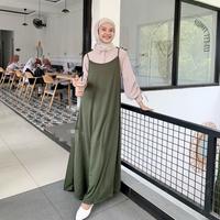 Gambar OVERALL OUTER DRESS POLOS / OVERALL JISOO MAXI DRESS MUSLIMAH - HIJAU TUA dari Toko Dinand undefined 4 Tokopedia