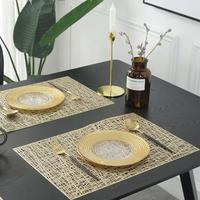 Gambar Placemat PVC / Alas Tatakan Piring Makan PVC Tahan Panas Persegi - Model 3 gold dari Home Decor Zega undefined 2 Tokopedia