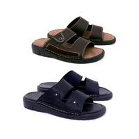 Gambar sandal pria selop kulit model bata - sendal casual formal cowo /bapak2 - Coklat 02, 41 dari Zagib Store undefined 2 Tokopedia