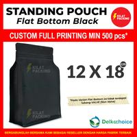 Gambar STANDING POUCH VARIAN KEMASAN FLAT BOTTOM BLACK NON VALVE MURAH 12x18 dari kilat packing undefined 1 Tokopedia