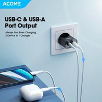 Gambar ACOME ACG30 Pro GaN 30W Wall Charger Fast Charging PD/QC 3.0 Dual Port dari Vino15_acsesoris undefined 4 Tokopedia