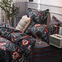 Gambar Hotsale 3 Pieces Botanical Bedding Set Housse De Couette Red Flowers dari Angka Sembilan undefined 4 Tokopedia
