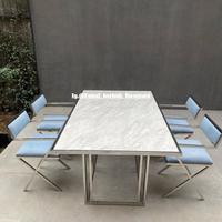 Gambar Set meja makan marmer stainless 4 kursi,meja makan modern minimalis dari FAISAL BERKAH FURNITURE undefined 1 Tokopedia