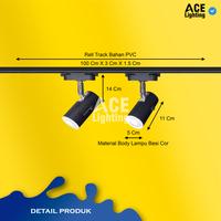 Gambar Paket Lampu Sorot 1 set isi 2 1 meter LED Track Light Rel Spotlight - Set Body Hitam, Kuning Warm dari ACE LIGHTING undefined 2 Tokopedia