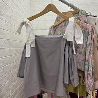 Gambar Yuan Market Grey Off Shoulder Sabrina Top Blouse Tied Preloved Thrift dari bobamilkapparel undefined 3 Tokopedia