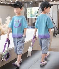 Gambar SETELAN BAJU ANAK LAKI KENKEN | FASHION ANAK | BAJU KAOS CELANA PENDEK - Biru Muda, Size 110 dari Kbabynkids undefined 2 Tokopedia