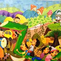 Gambar Lukisan Akrilik Kanvas Kontemporer Judul "Dolanan Bocah" Uk. 70x70cm. dari J0BB2B0SS undefined 5 Tokopedia