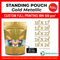Gambar STANDING POUCH KEMASAN SNACK PREMIUM TERMURAH - GOLD METALLIC 12x20 dari kilat packing undefined 3 Tokopedia