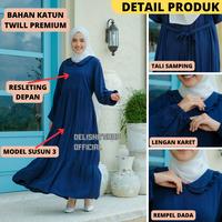 Gambar Couple Gamis Wanita Ibu dan Anak Perempuan Biru Navy Polos Katun Twill - NAVY, M dari DELISHA'SHOP undefined 2 Tokopedia