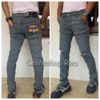 Gambar Celana Sobek Robek Lutut Dengkul Jeans Panjang Pria Skinny Stretch - Hitam, 28 dari OnlineShop Risa undefined 3 Tokopedia