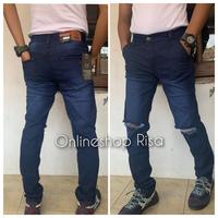 Gambar Celana Sobek Robek Lutut Dengkul Jeans Panjang Pria Skinny Stretch - Hitam, 28 dari OnlineShop Risa undefined 4 Tokopedia
