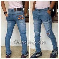 Gambar Celana Sobek Robek Lutut Dengkul Jeans Panjang Pria Skinny Stretch - Hitam, 28 dari OnlineShop Risa undefined 2 Tokopedia