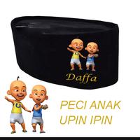 Gambar Peci Anak UPIN IPIN sablon nama kopiah anak sablon nama Peci Hitam - size 7, upin ipin dari Katenzostore_NEW undefined 1 Tokopedia