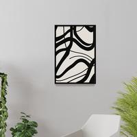 Gambar Lukisan Print Tinta Abstrak Hitam Putih - Wall Art Minimalis - 091 B, Frame Natural dari Homihose Home Decor undefined 4 Tokopedia