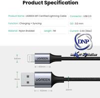 Gambar UGREEN MFI Kabel Data iPhone Fast Charging 2.4A USB A to Lightning - BLACK 2M dari DNP Smart Solution undefined 5 Tokopedia
