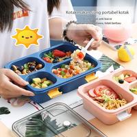 Gambar Kotak Makan Bento 3 Grid Sekat Anti Bocor Tempat Lunch Box Bekal Anak - 3 Grid, PInk dari BEST SHOP GROSIR ID undefined 2 Tokopedia