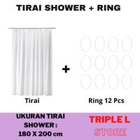 Gambar Set Paket Tirai Shower Kamar Mandi Shower Curtain dan Ring 12 Pcs dari triple L.Store undefined 1 Tokopedia