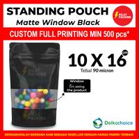 Gambar STANDING POUCH MATTE WINDOW BLACK / PLASTIK KEMASAN SNACK MURAH 10x16 dari kilat packing undefined 1 Tokopedia