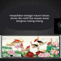 Gambar lukisan dinding kanvas modern art abstrak pemandangan gunung dan sawah - 200×100cm+frame dari Ayy art undefined 3 Tokopedia