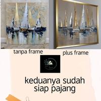 Gambar lukisan dinding kanvas modern art abstrak pemandangan gunung dan sawah - 200×100cm+frame dari Ayy art undefined 2 Tokopedia