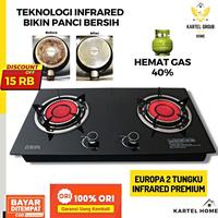 Gambar EUROPA Kompor Tanam Kaca 2 Tungku Infrared Hemat Gas LPG 40% Tempered - PACKING BIASA dari HOME AZCO undefined 1 Tokopedia