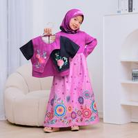 Gambar Baju Gamis Anak Perempuan Michelle & Marchelle Usia 3 s/d 8 Tahun - Ungu, size 4 dari Wilcheline undefined 4 Tokopedia